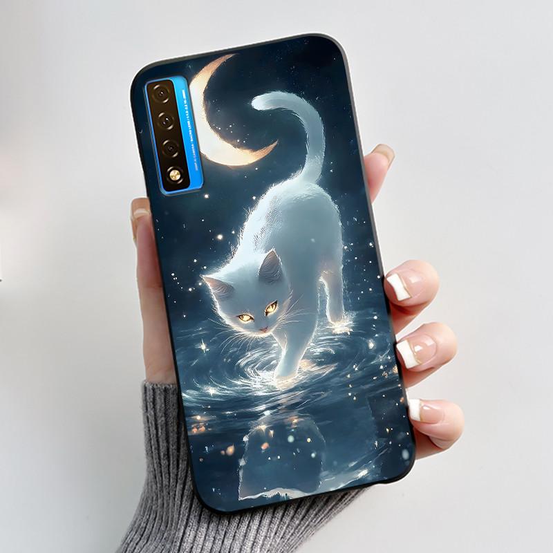 Casing For TCL 20 5G 20L+ 20S 20L Case Aesthetic Cute Cat Astronaut Black Soft Silicone Back Cover For TCL 20 Pro 5G Phone Case