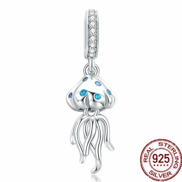 Синий Стерлингового Серебра 925 Бусина Сверкающая Сова Попугай Бабочка Единорог Мотаться Браслет DIY Ювелирные Изделия Подарок