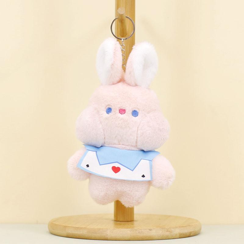 Cute Plush Rabbit Keychain Soft Fluffy Bunny Toy Pink White Gray Adorable Gift
