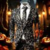 Мужская куртка в стиле business casual с вырезом на лацканах, с длинным рукавом и принтом на Хэллоуин, для осени и зимы