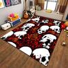 Skull and Rose Pattern Carpet, Red and Black Gothic Home Decor Rug Suitable for use as an anti-slip for living room bedroom sofas