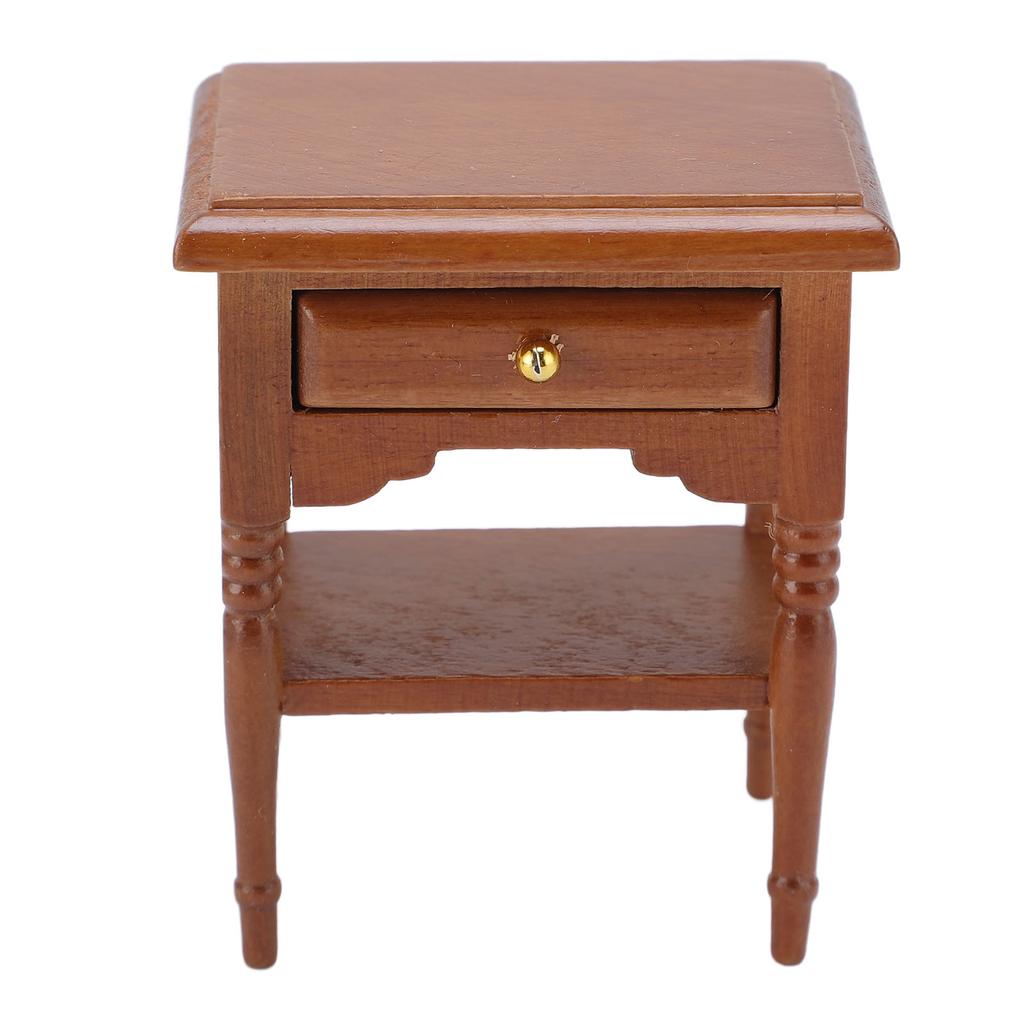 1:12 масштаб кукольный домик тумбочка миниатюрный прикроватный столик каштановый деревянный прикроватный шкаф мебель для