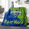 Name Custom Seattle Sounders FC Print Flannel Blanket High Quality Warm Comfortable Cover for All Seasons Perfect for Gifts Home Decor