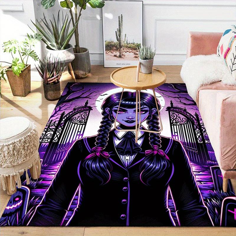 1pc Wednesday Pattern Area Rug, Anti slip Non Shedding Stain Resistant Carpet