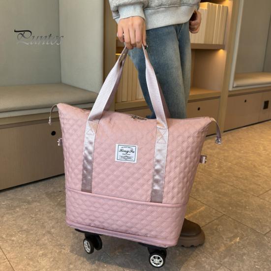 Расширяемая складная дорожная сумка, чемодан, застежка-молния, большая вместимость, водонепроницаемая, износостойкая, универсальная, со съемными колесами