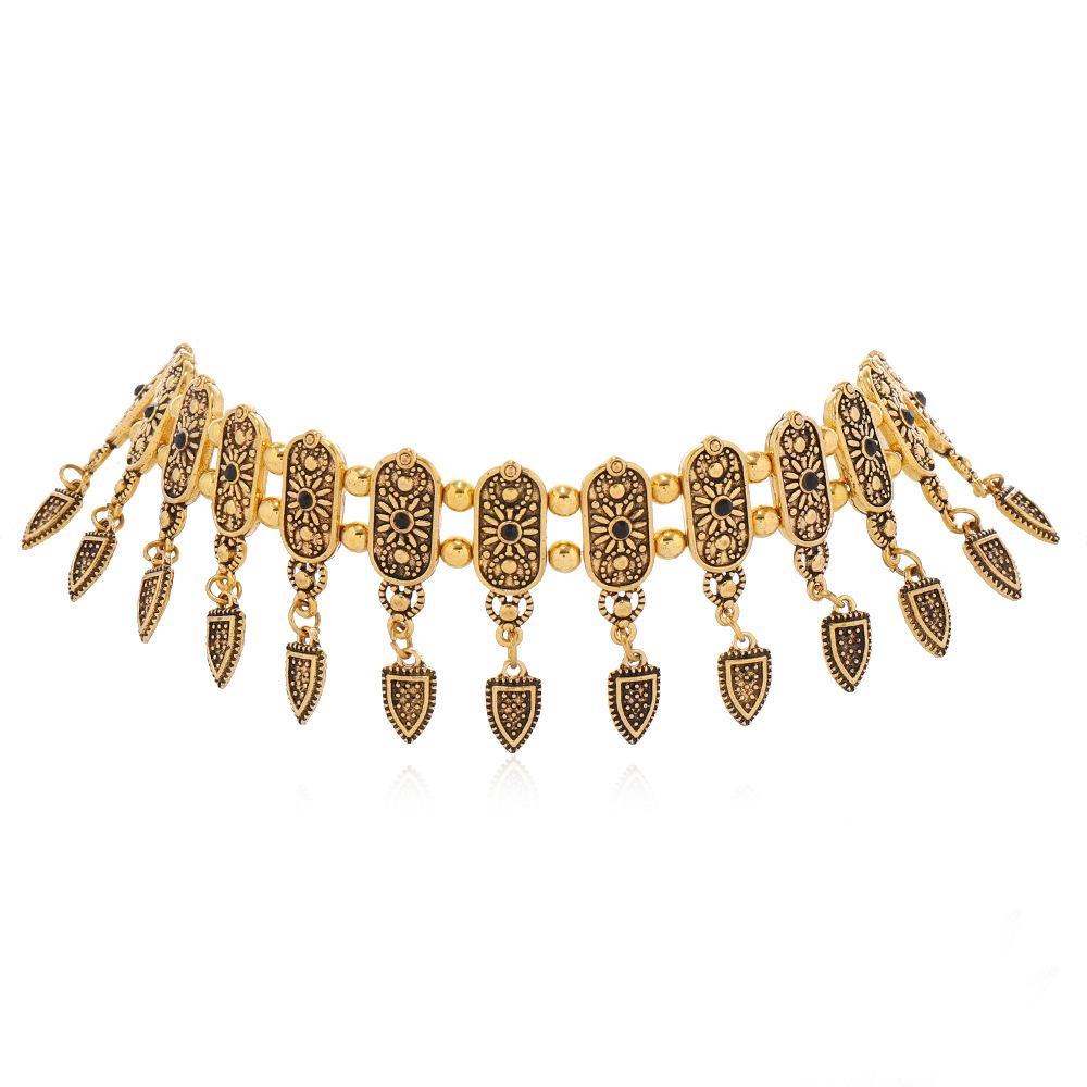 Ретро-цепочка для воротника со стразами в стиле бохо, ожерелье в этническом стиле, модные аксессуары для банкетного платья