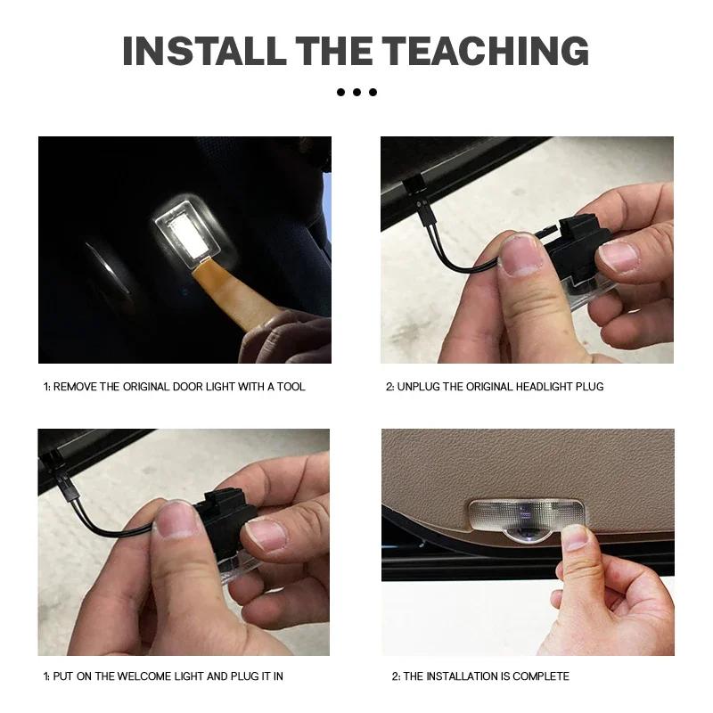 Sticker Tesla 2Pcs Car Door Projector Lamps Welcome Lights Accessories For Tesla Model 3 Highland 2023 S X Y