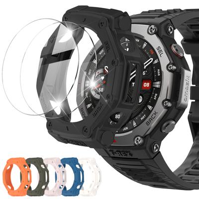 Стекло+Чехол для Amazfit T-Rex 3 Защитная пленка для экрана против царапин Закаленное стекло + Бампер Силиконовый защитный чехол Аксессуары