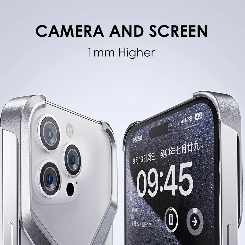 Чехол для телефона без оправы из алюминиевого сплава X-типа для iPhone 14 15 Pro Max, металлический рассеиватель тепла, съемная броня, противоударный чехол, чехол