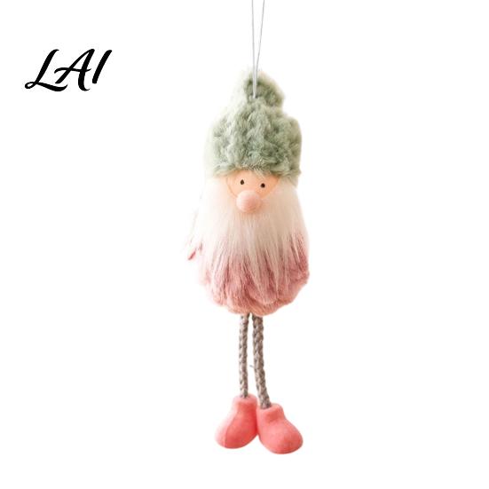 Plush Fabric Hanging Gift Christmas Ornaments Pink Green Faux Fur Gnome Tree Reusable Holiday Party Supplies Decoration for Table Fireplace