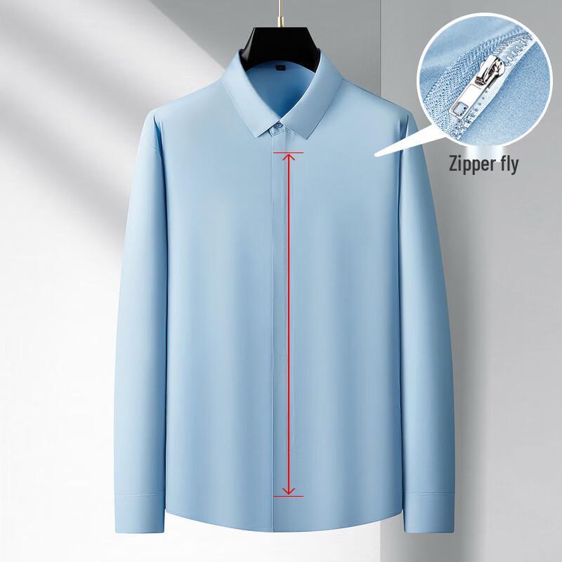Мужская рубашка с длинным рукавом большого размера Dibinze со скрытой молнией, без складок