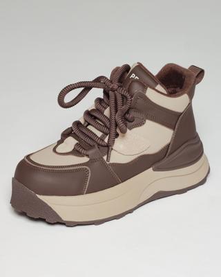 Кроссовки на платформе зимние Prima d'Arte 2191 36 коричневые кожа