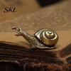 Tea Table Sculpture Vintage Bronze Snail Sculpture, Metal Animal Statue, Slow Living Desk Life Decor for Home Office Table, Garden Yard Ornament Gift