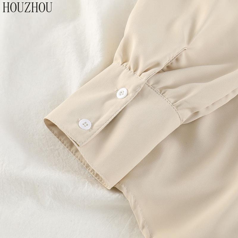 HOUZHOU шифоновая рубашка женские классические ретро корейские офисные женские элегантные повседневные топы большого размера