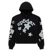 Sp5der Hoodie Oversized Thick Fleece Sweatshirt With Foil Print Spiderweb Design Men Winter Casual Wear