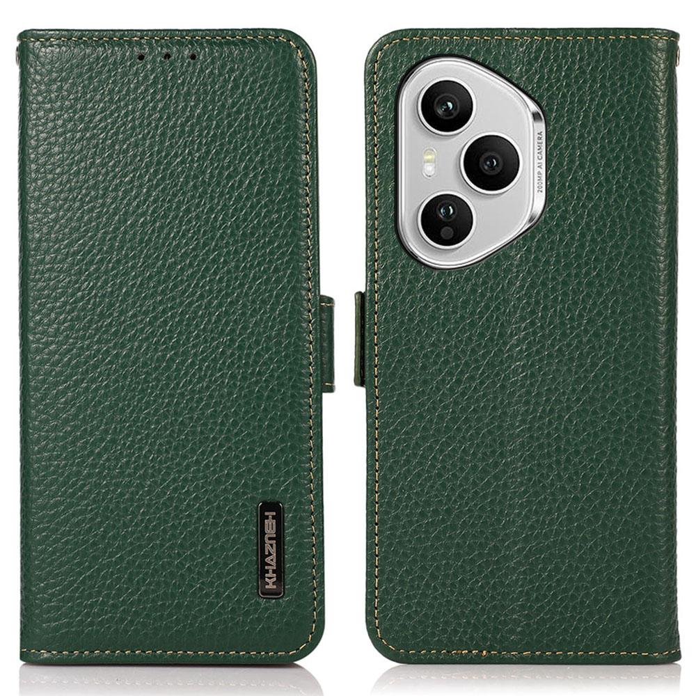 KHAZNEH for Honor 400 Pro 5G (Global) Phone Case Genuine Cow Leather Cover RFID Blocking