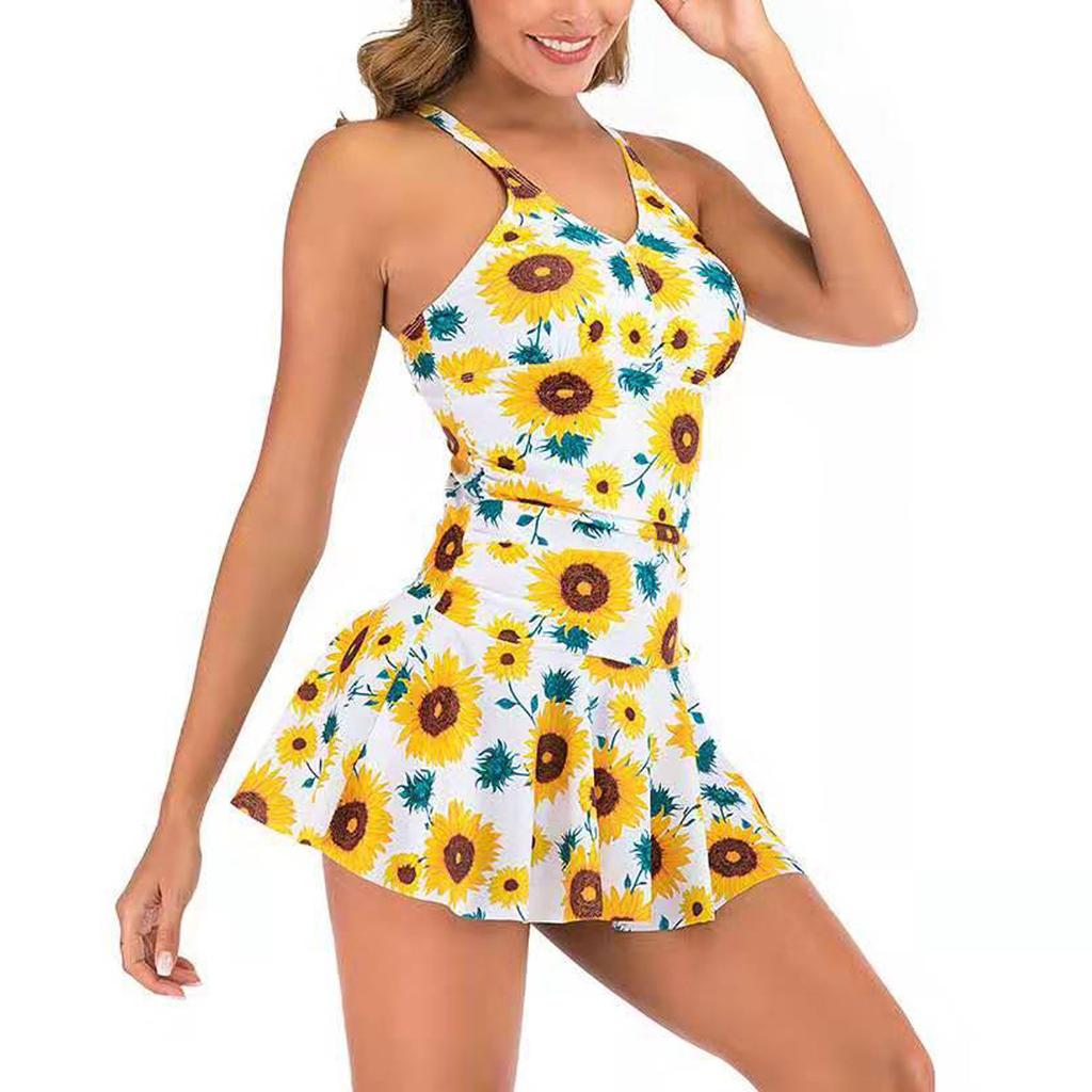 Женская мода Сексуальная юбка с принтом бикини Подол цельный купальник