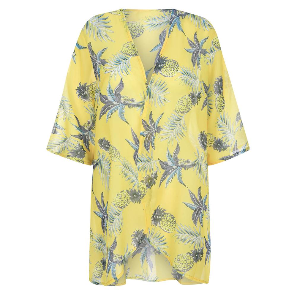 Женская шаль с гавайским принтом, летняя пляжная накидка на бикини, морская праздничная модная солнцезащитная рубашка с принтом, S-2XL