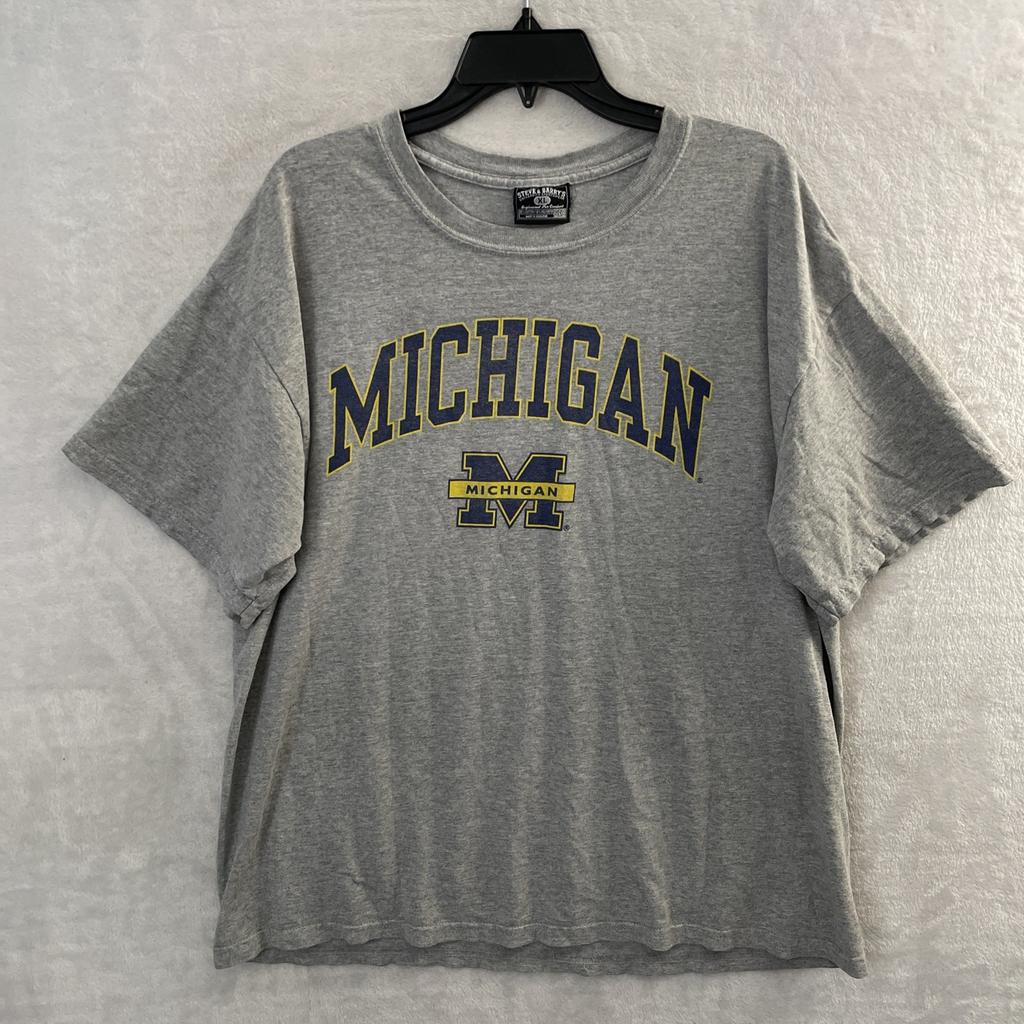 Мужская футболка Steve & Barrys NCAA Серая с принтом Michigan XL С круглым вырезом Пуловер