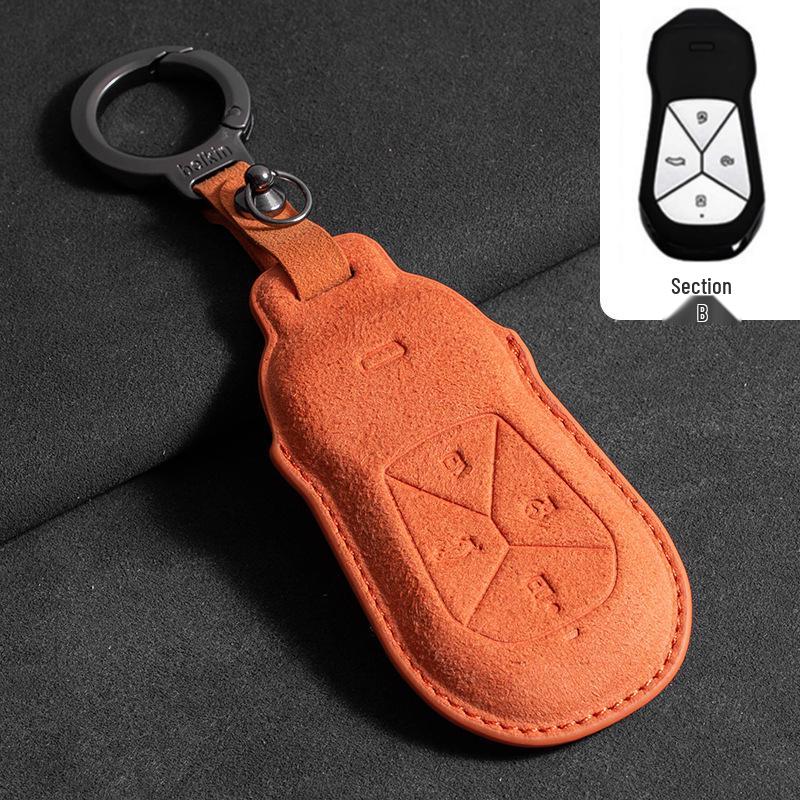 Чехол для ключей из алькантары для моделей XPeng: P7, P7i, P5, G9, G6, G3 и G3i - Полное покрытие с пряжкой