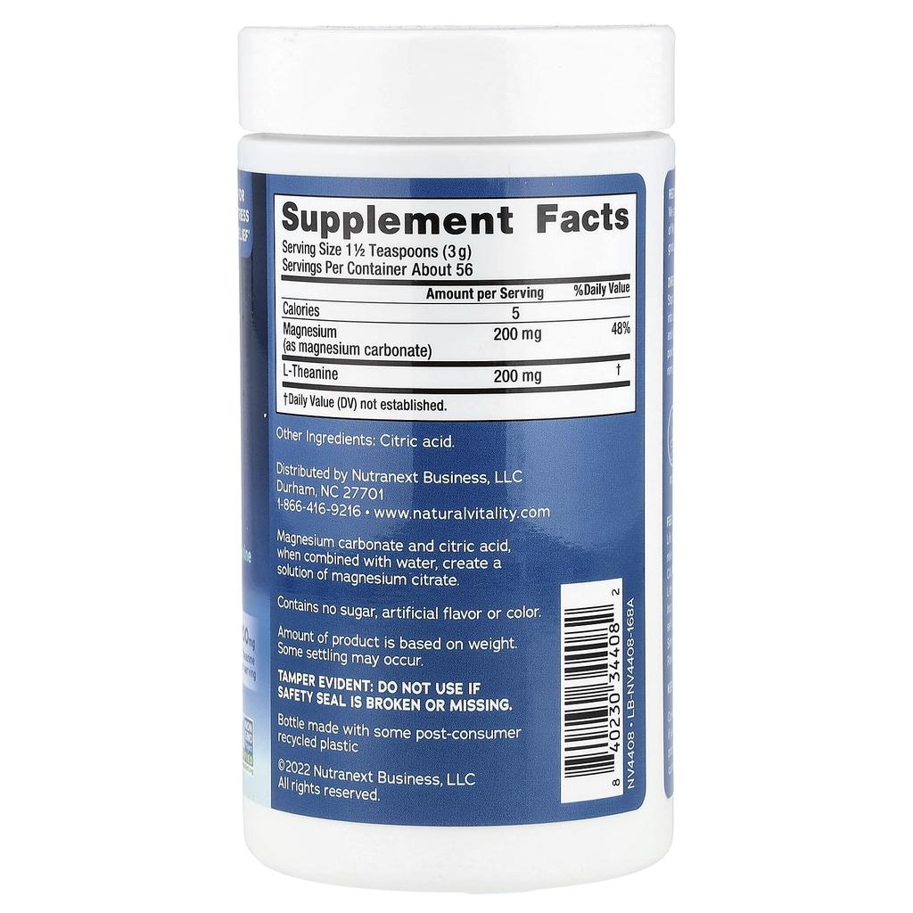 Спокойный ум, Магний (с L-теанином) Пищевая добавка, Смесь для напитка, Без вкуса, 168 г (6 унций)