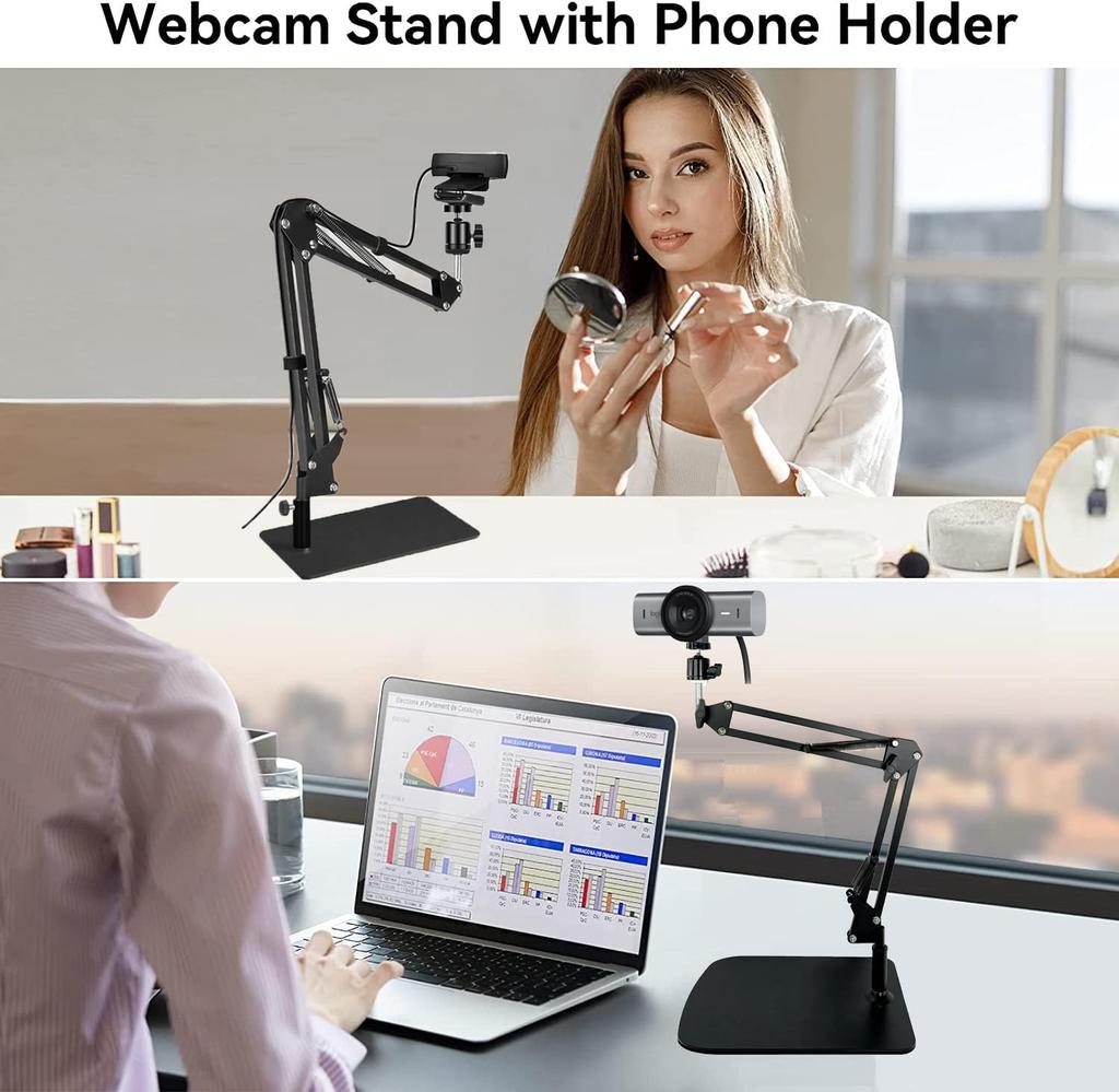 AceTaken MX Brio Webcam Stand, Desktop Boom Arm Holder for Logitech MX Brio 4K, Brio 4K, Brio 500 Webcams (Black)