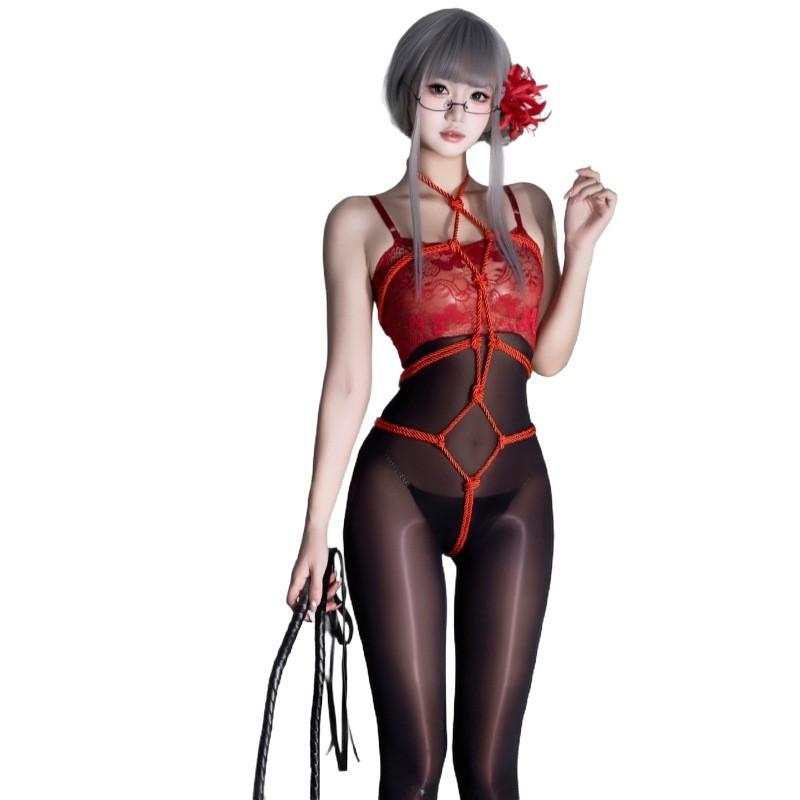 Sexy sexy lace tube top suspender one-piece stockings ultra-thin silky smooth and shiny perspective temptation crotch fun