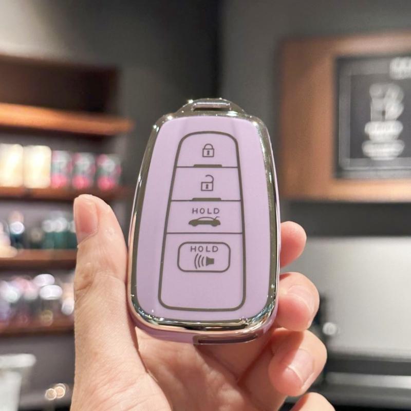 Car Key Case Cover Key Holder with Keychain for Toyota 2018-2022 RAV4 Camry Corolla Avalon C-HR Prius GT86 Highlander