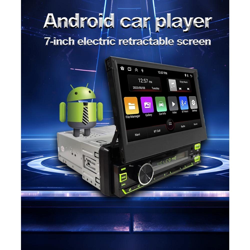 2+32GB Universal 1Din Android Car Radio 7 Inch Electric Retractable Screen Wireless Carplay Multimedia Player Autoradio Navigation GPS