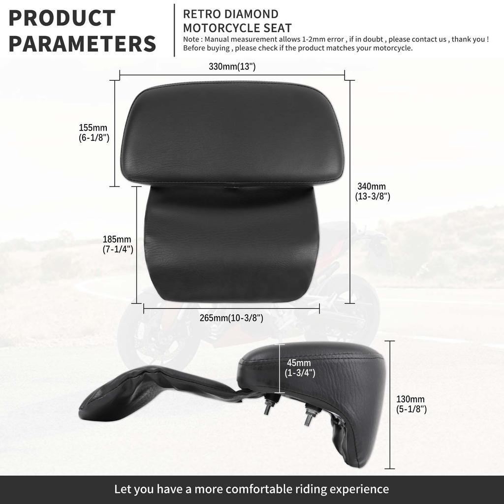 1 комплект, универсальная подушка для спинки мотоцикла, подушка для Honda Yamaha Suzuki Harley Bobber Chopper Crusier