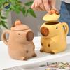 1 шт. 3D Мультяшная Кружка-Капибара для Пары с Ручкой и Крышкой Керамическая Кофейная Кружка