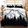 3D Mountain Forest Duvet Cover Set Snow Mountain Winter Theme King Queen Size Comforter Cover For Kid Teen Polyester Bedding Set