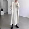 Chic Korean Hooded Sweatshirt Dress - Solid Color, Simple, Loose Fit, Long, Casual for Women (Spring/Autumn/Winter 2025)