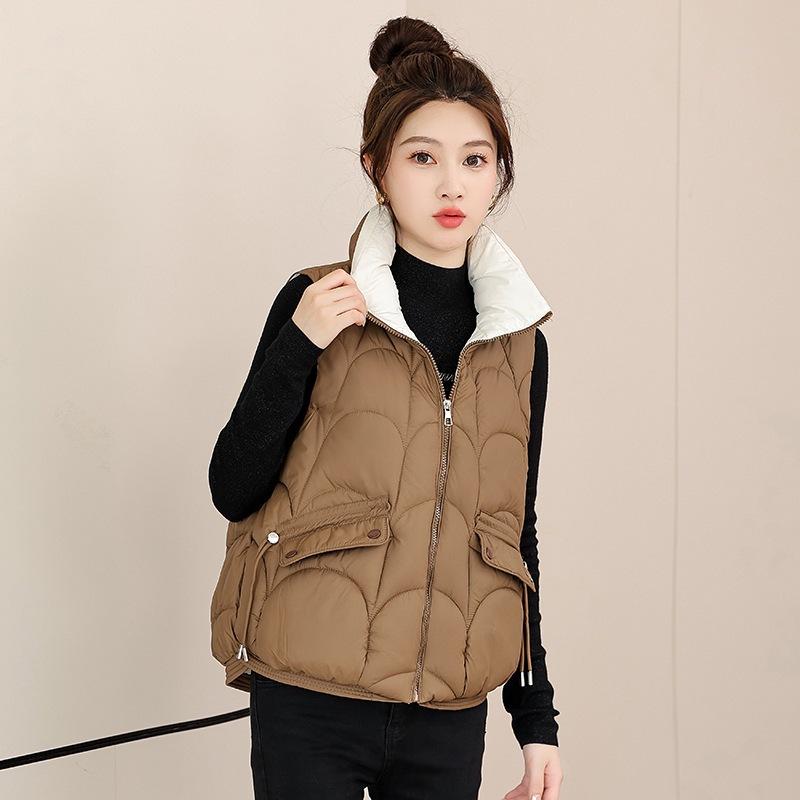 Cotton-padded Vest Women's Autumn and Winter Short Stand-up Collar Loose Down Cotton Vest Outer Wear Cotton Vest Vest Jacket