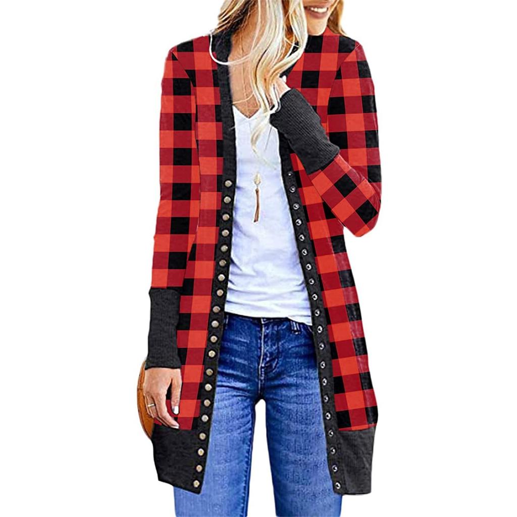 Женский рождественский кардиган с длинными рукавами и принтом, легкая куртка