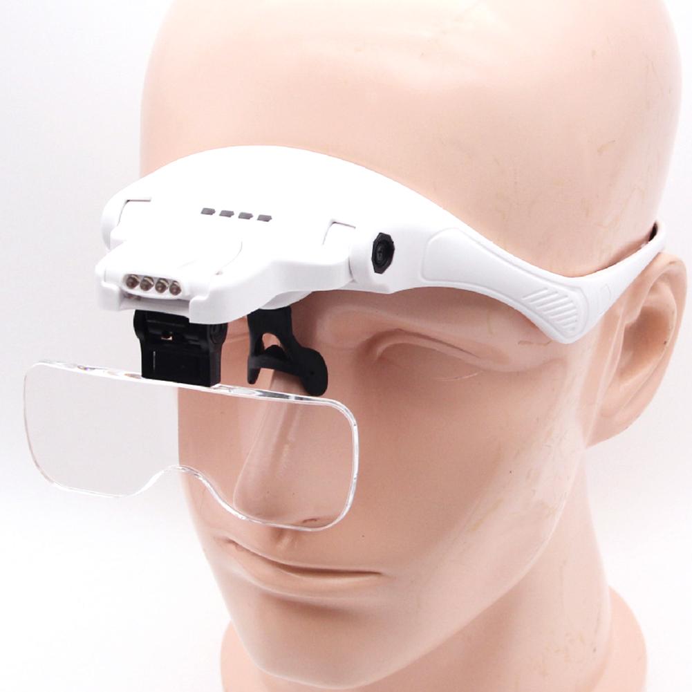 Head Magnifying Glass 1X 1.5X 2.0 X 2.5X 3.5X Head Mount Magnifier Glasses Lluminated Magnifier for Reading Jewelry Watch Repair