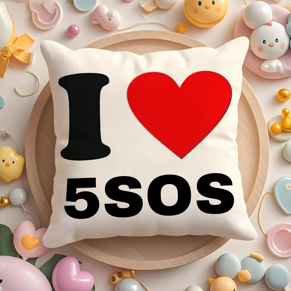 Подушка с чехлом наволочка 5 Seconds Of Summer Плюшевая ткань Мягкая Двусторонняя печать Чехол для диванной подушки Стойкость цвета Домашний декор Подарок