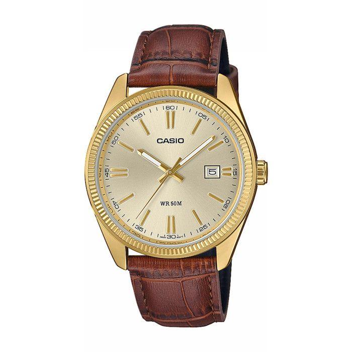 Montre - Casio - MTP-1302PGL-9AVEF - Acier inoxydable doré - Cuir marron - Étanchéité 5 bars