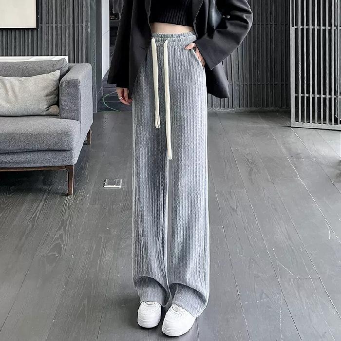 Женские утолщенные вельветовые брюки, прямые свободные брюки с завязками