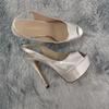 Women Pumps Stilettos 14CM Platform Stripper High Heels Sexy Open Toe Sandals Gladiator Party Dress Wedding Shoes Large Size 44