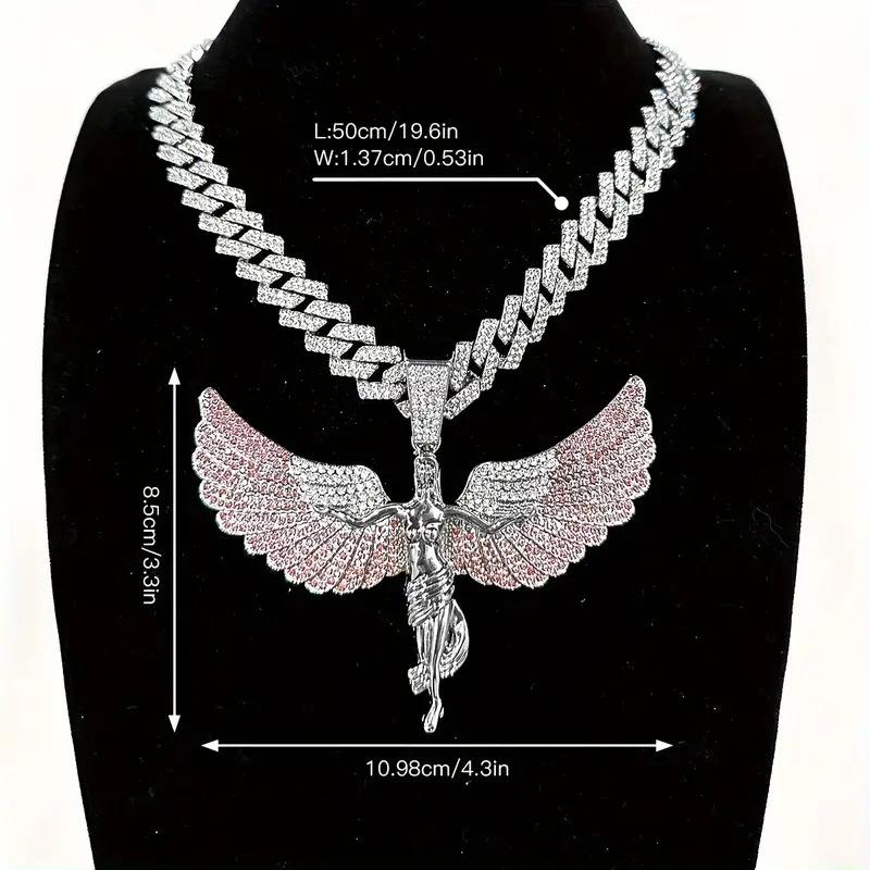 Ожерелье с большим кулоном «Ангел, расправляющий крылья», из цинкового сплава, инкрустированное цирконами, для мужчин и женщин, простая бижутерия в стиле хип-хоп, с легкой роскошью и индивидуальностью, подарок