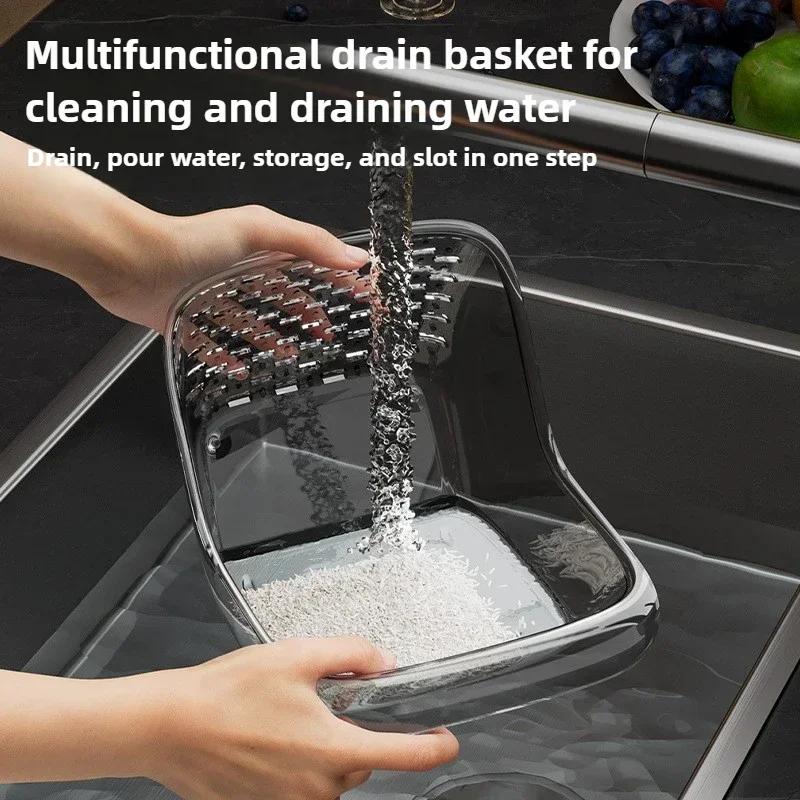 Multi-functional Drain Basket Sink Kitchen Sink Strainer Double-drainage Sink Washing Basket Home Organizer Drain Fruit Strainer