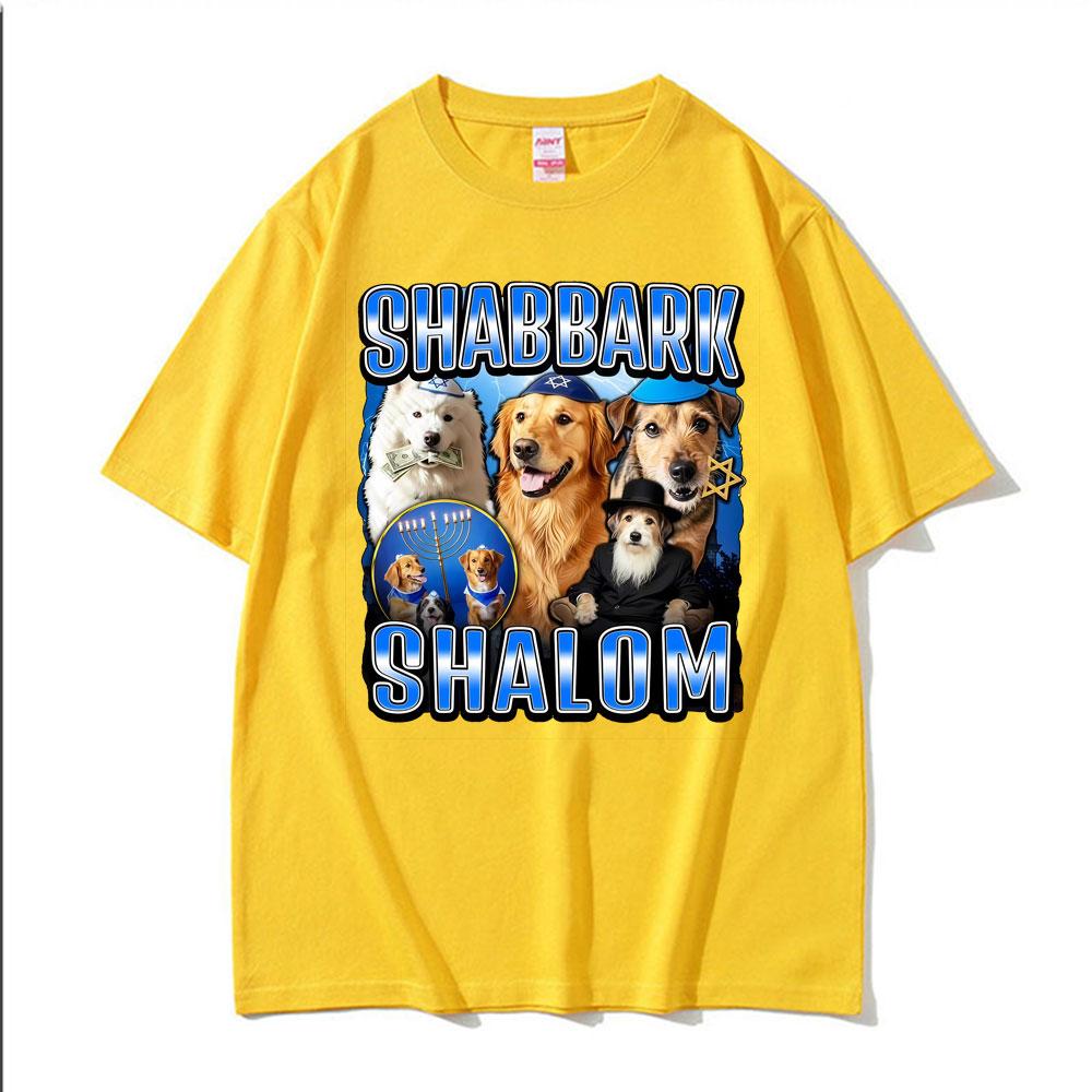 Vintage Classic Shabbark Shalom Jewish Dog Print T-Shirt Unisex Women Oversized Loose Short Sleeve T Shirts Casual Fashion T-Shirts