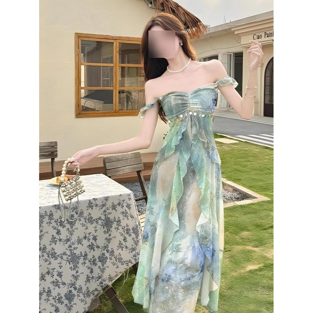 Дофамин Потрясающая картина маслом Сад Моне Платье на бретелях Женское Летнее Пляжное Уникальное С завышенной талией Платье Тиндалл