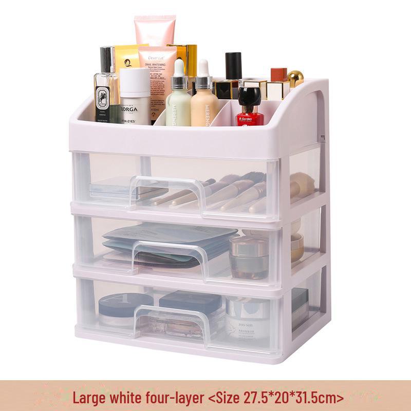 Multi-Layer Clear Drawer Cosmetic Storage Box - Dustproof & Compact Design