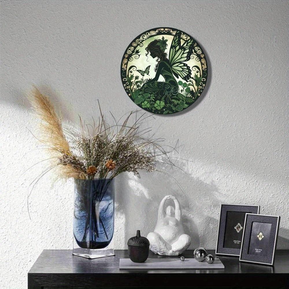 1 Piece, 2D Flat Print, Vintage Round Metal Aluminum Sign, Spring Fairy Tale Themed Tin Sign, Wall Art Decoration, Coffee Bar