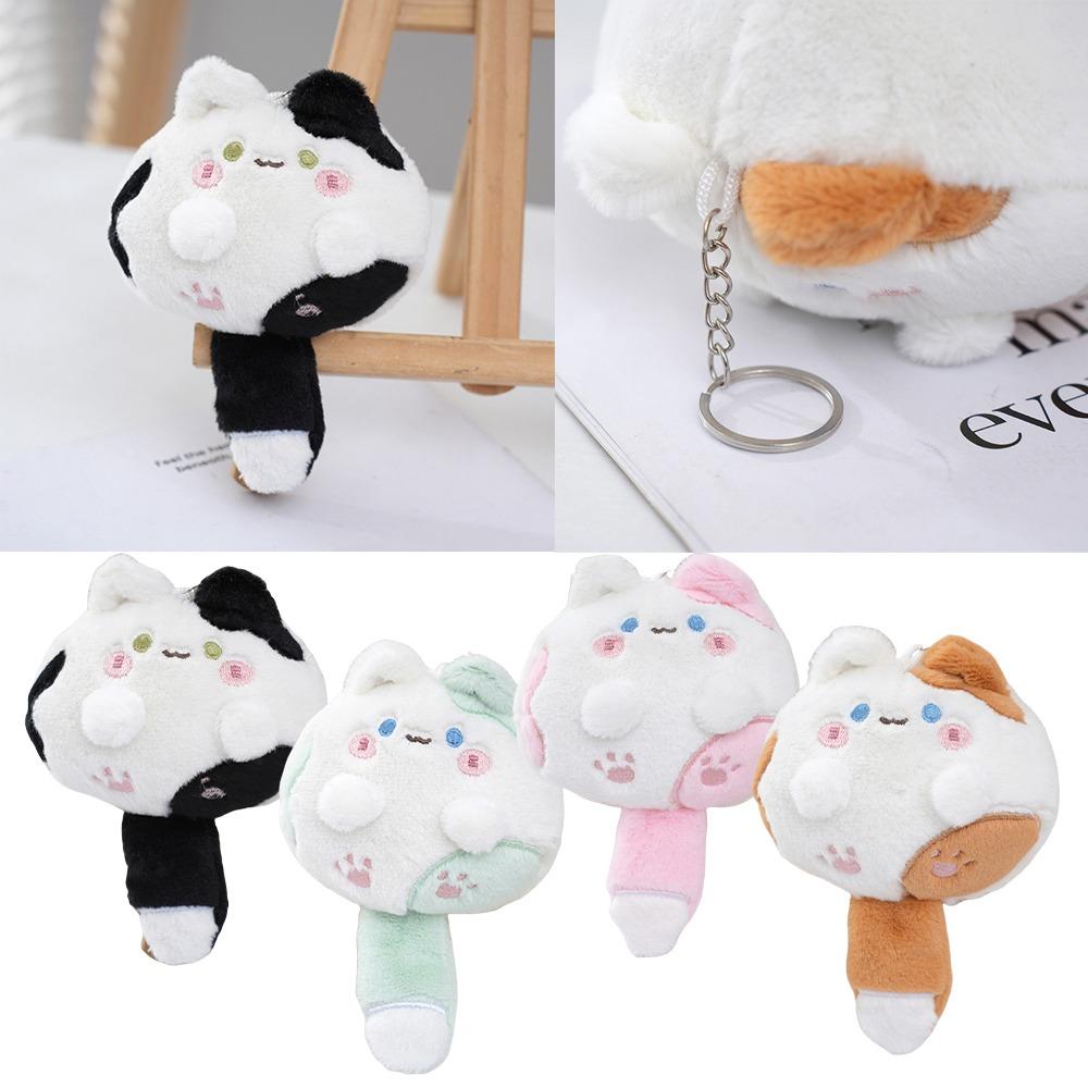 Squeak Long Tailed Cat Hanging Pendant Cute Bag Ornaments Stuffed Cat Key Chain for Girl's Bag