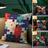 Cute Jigsaw Puzzle Pillow Case Plush Fabric Soft Pillowcase Double Sided Print Sofa Cushion Cover Throw