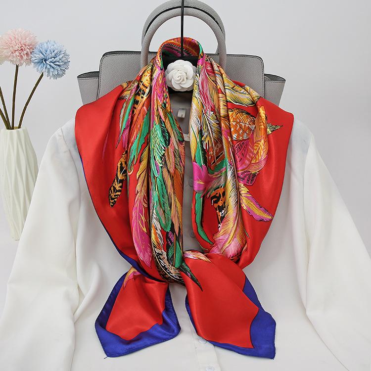 90 см модный платок шейные шарфы женские квадратные шали обертывания бандана головной платок для дам