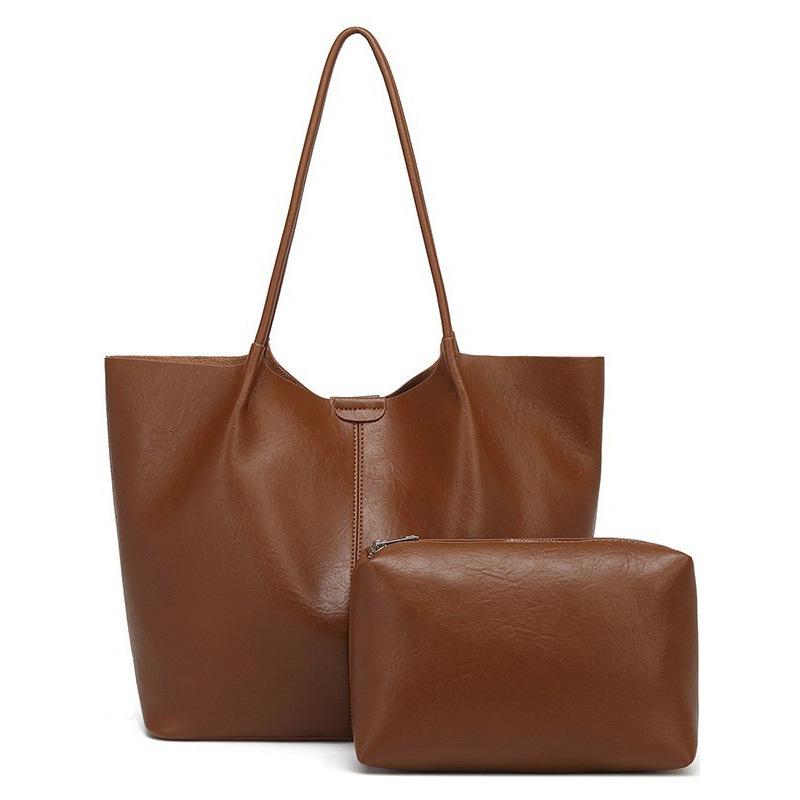 2025 new retro simple tote bag versatile shoulder handbag large capacity commuter mother and child bag